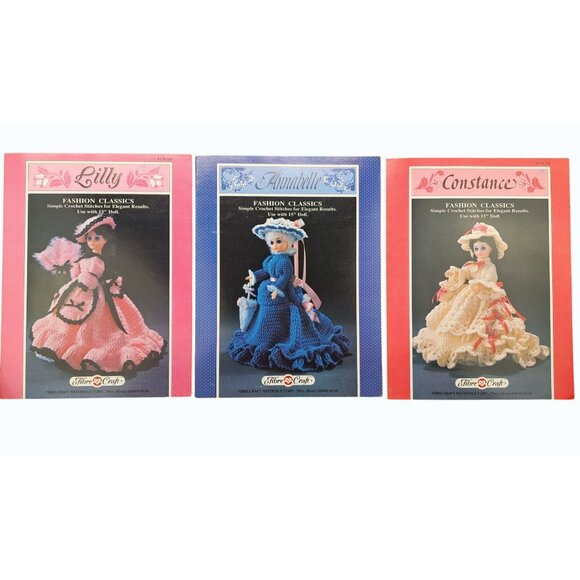 Vintage Fiber Craft Crochet Pattern Booklets Lilly Annabelle Constance Lot of 3 - Picture 3 of 4